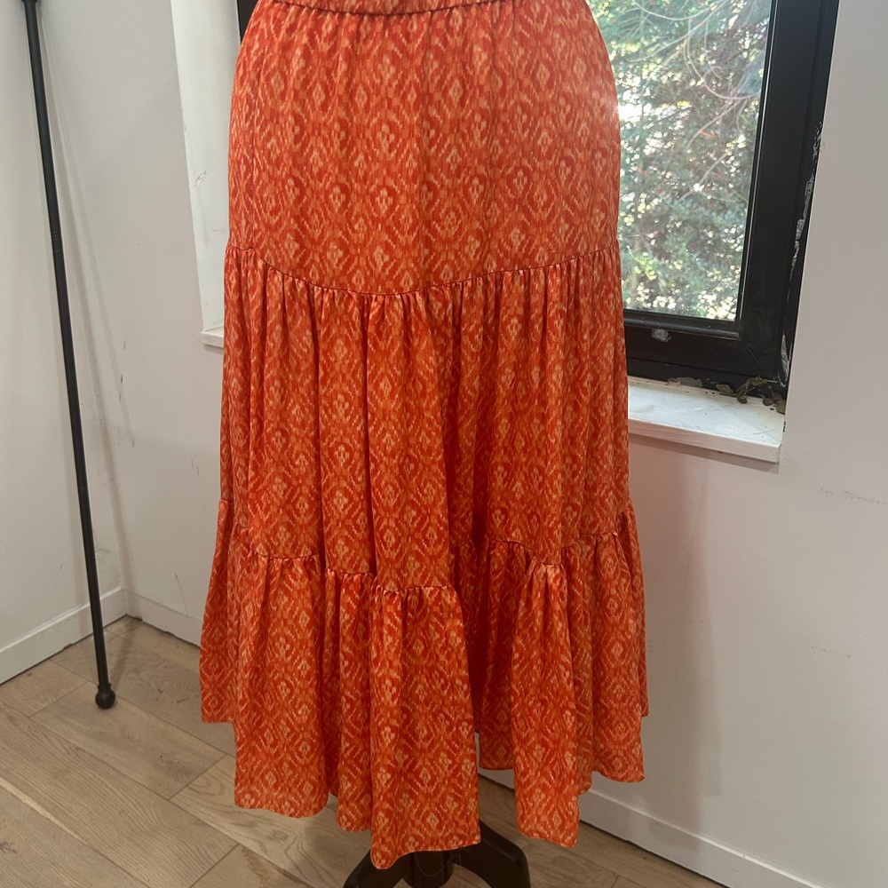 Michael Kors Orange Tiered Maxi Skirt